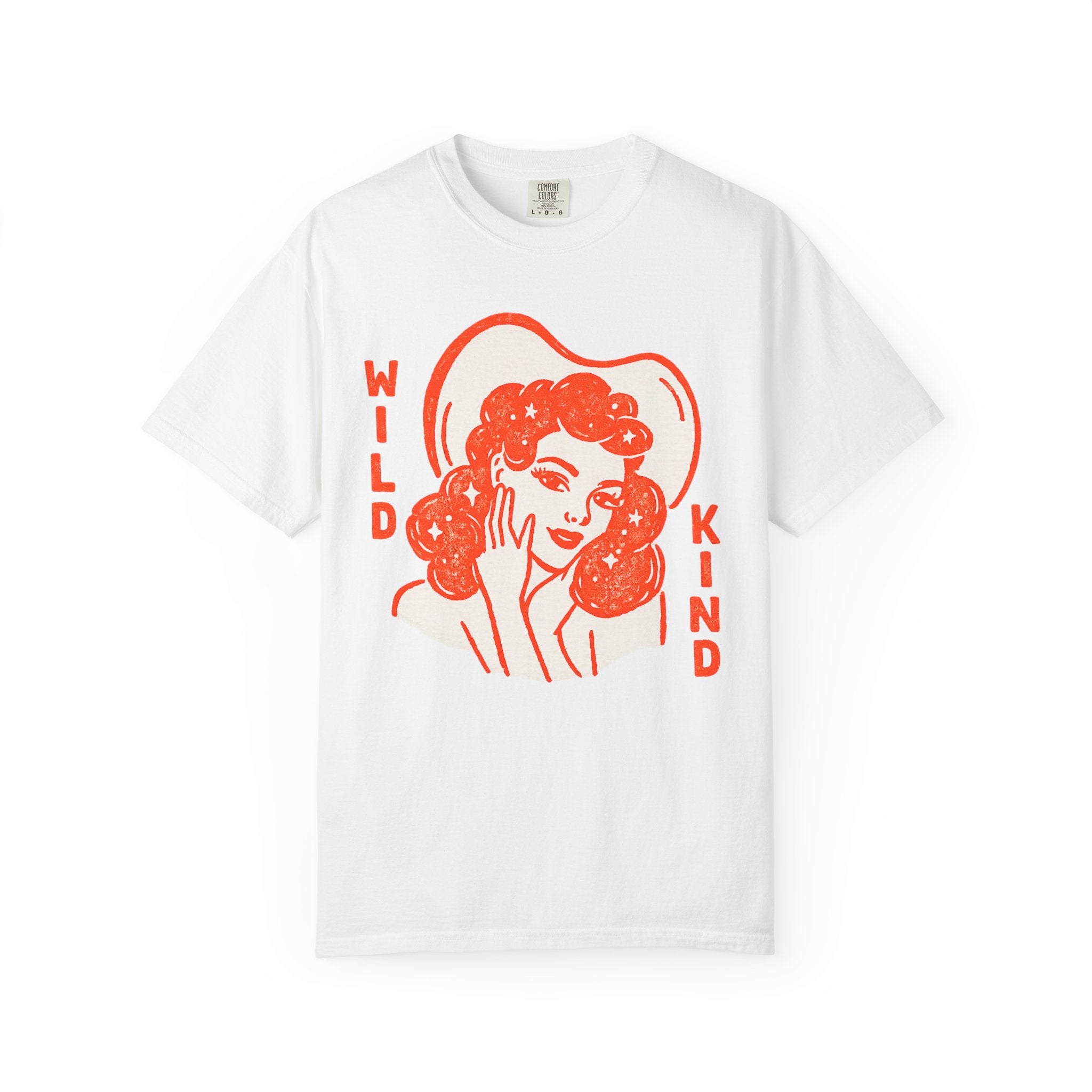 Wild Kind retro cowgirl tee front view white garment dyed