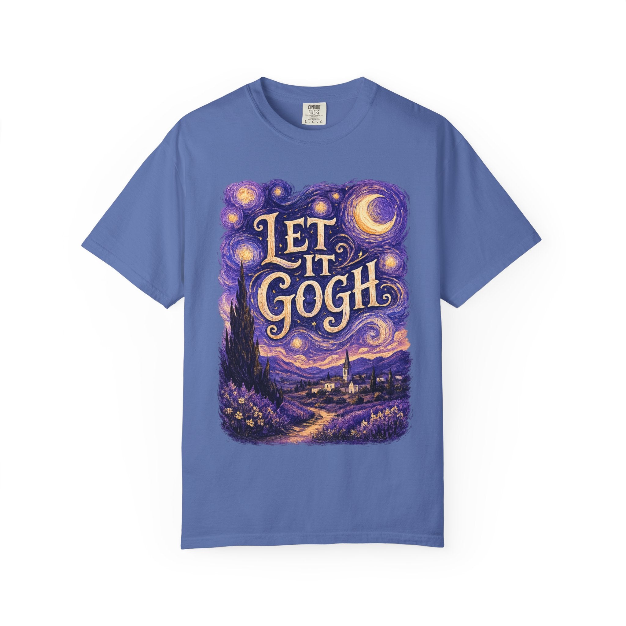 Let It Gogh T-Shirt Mystic Blue - Van Gogh Starry Night Art Tee