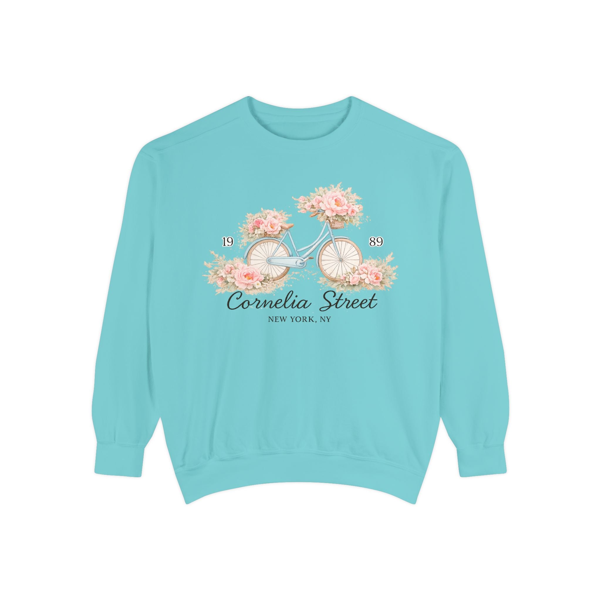 Cornelia Street vintage bicycle floral sweatshirt aesthetic lifestyle photo