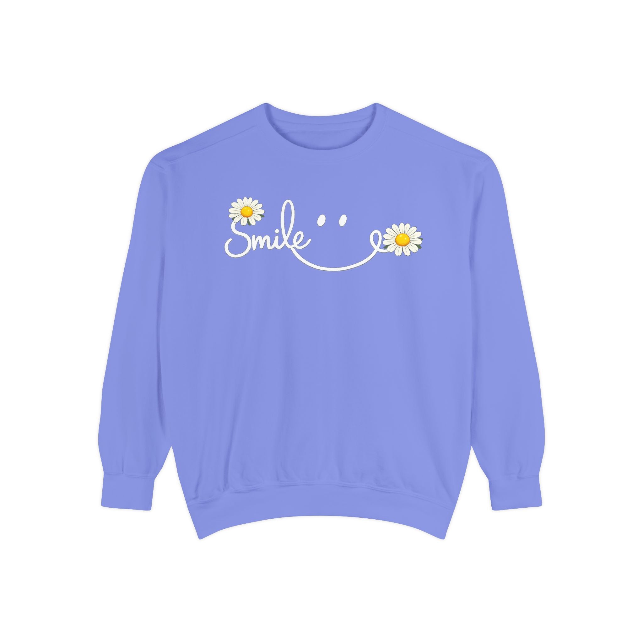 Smile Daisy Sweatshirt spring season — Cozy Yellow Floral Graphic Crewneck