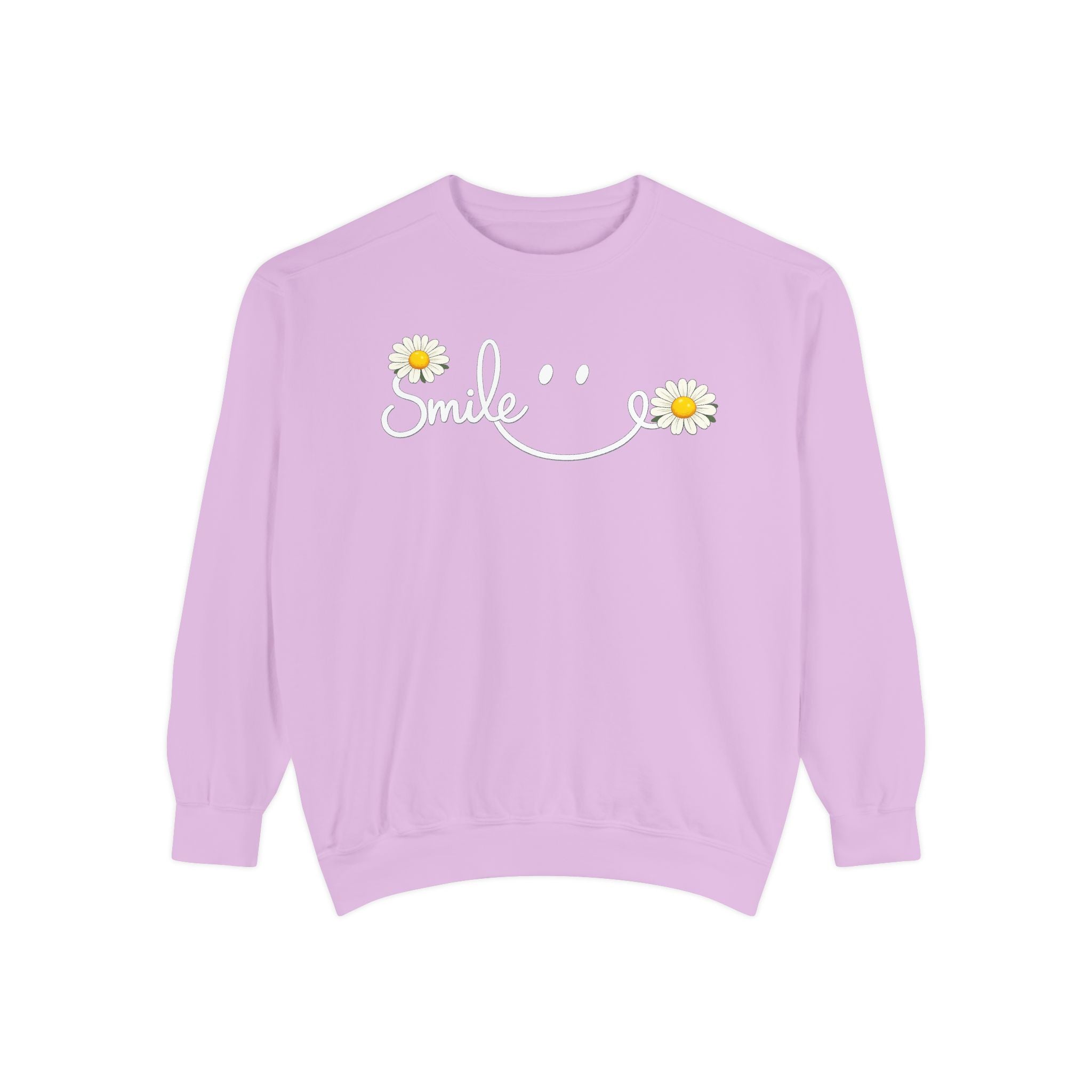 Smile Daisy Sweatshirt spring season — Cozy Yellow Floral Graphic Crewneck
