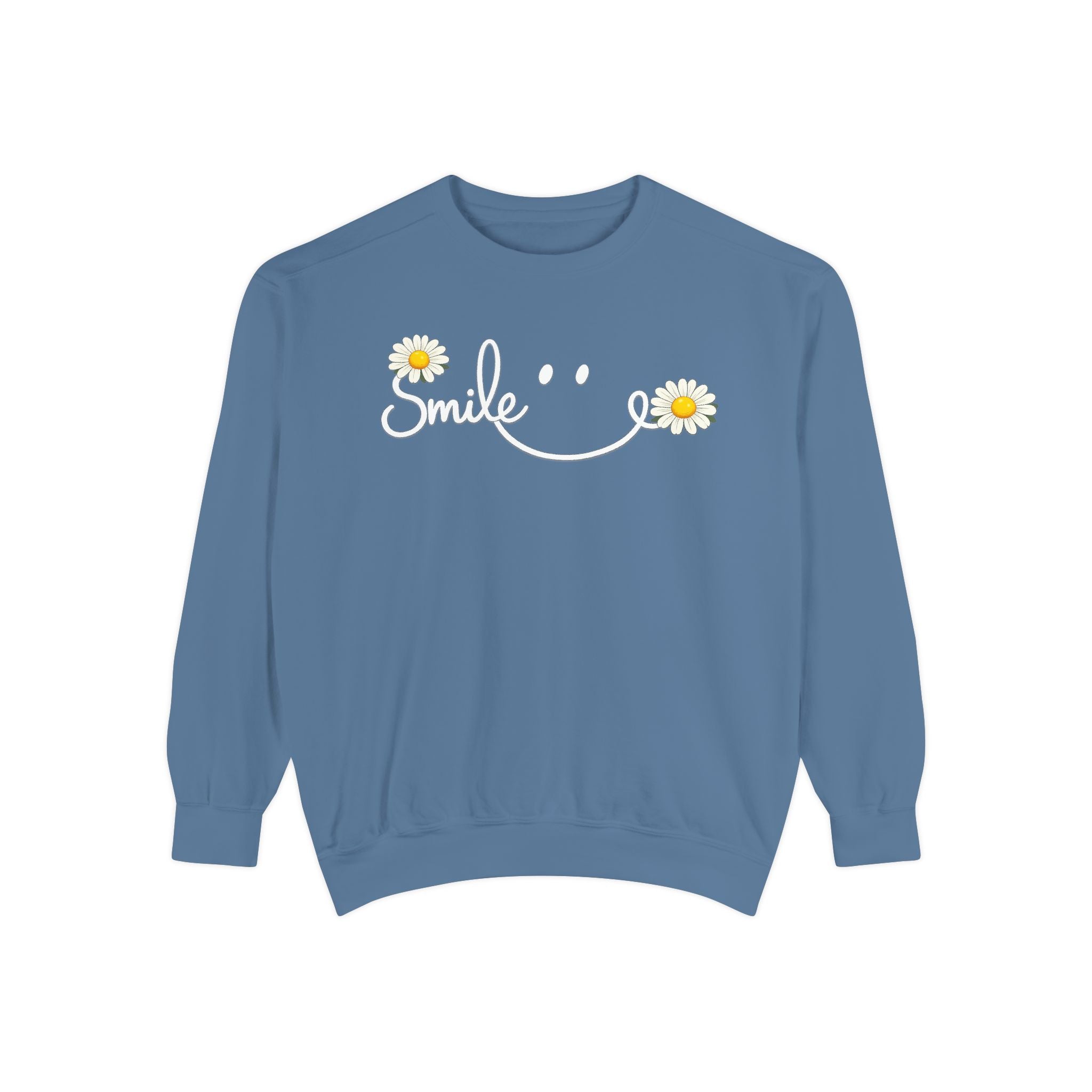 Smile Daisy Sweatshirt spring season — Cozy Yellow Floral Graphic Crewneck