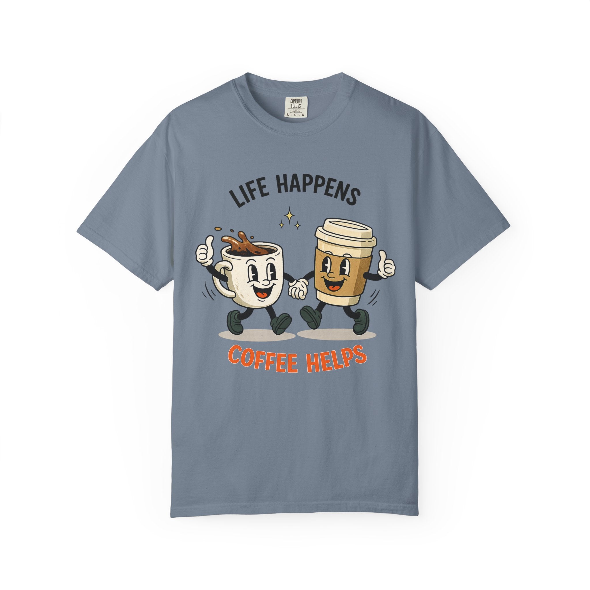 Life Happens Coffee Helps T-Shirt — Retro Coffee Graphic Tee for Women | Gift for Coffee Lovers
