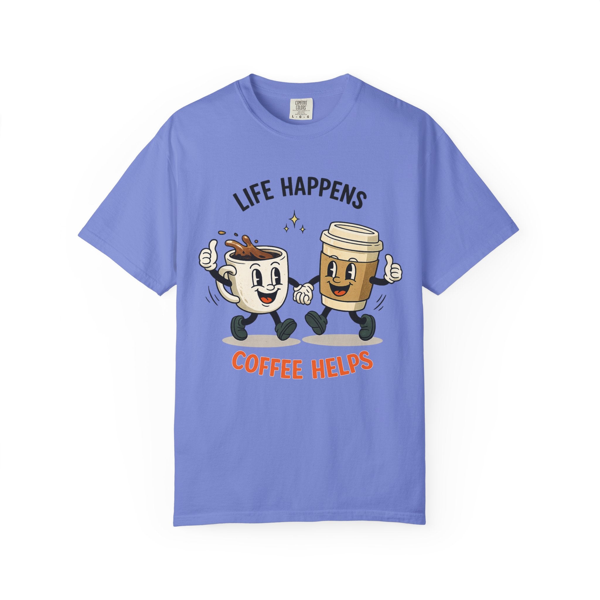 Life Happens Coffee Helps T-Shirt — Retro Coffee Graphic Tee for Women | Gift for Coffee Lovers