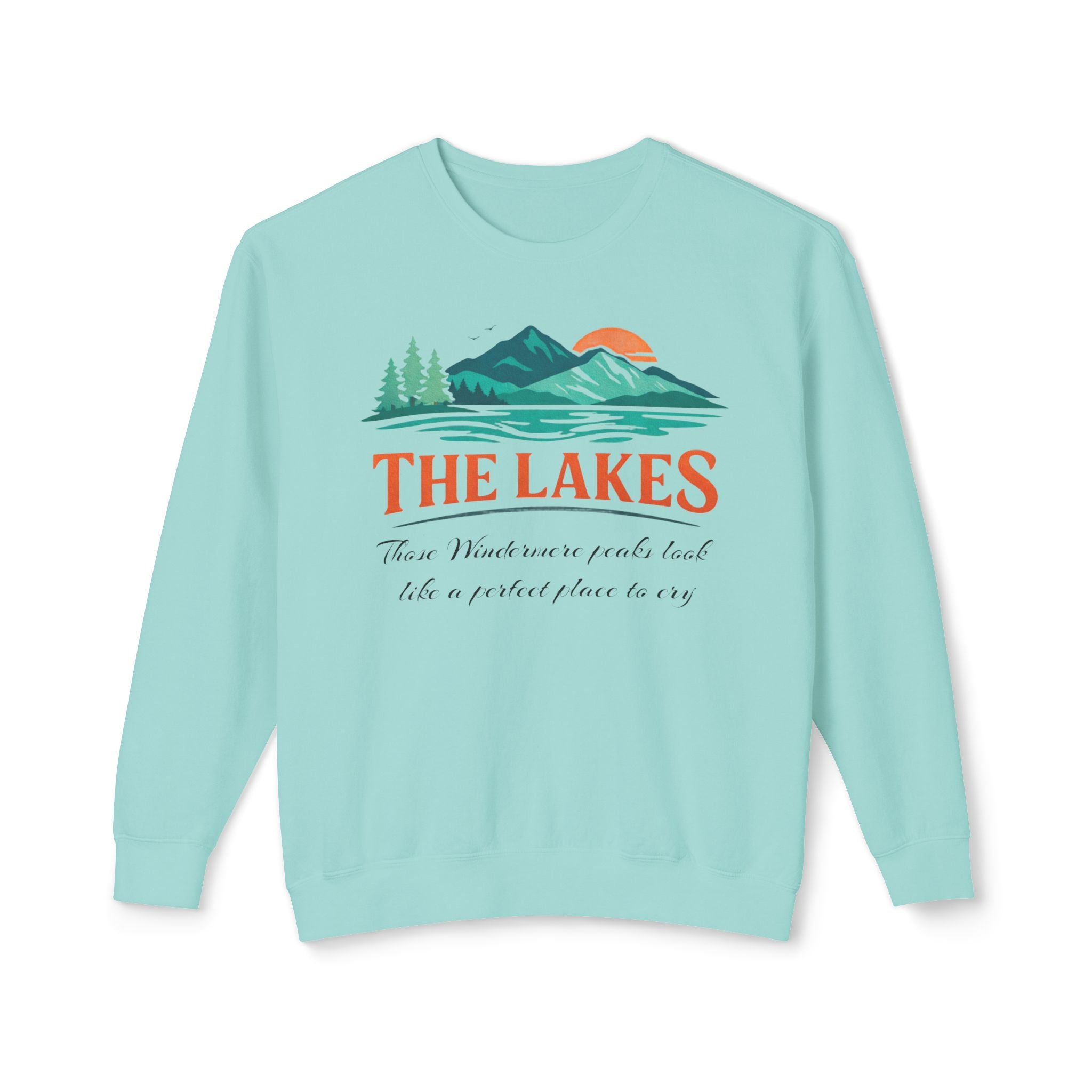 The Lakes Crewneck Sweatshirt — Vintage Mountain & Lake Graphic