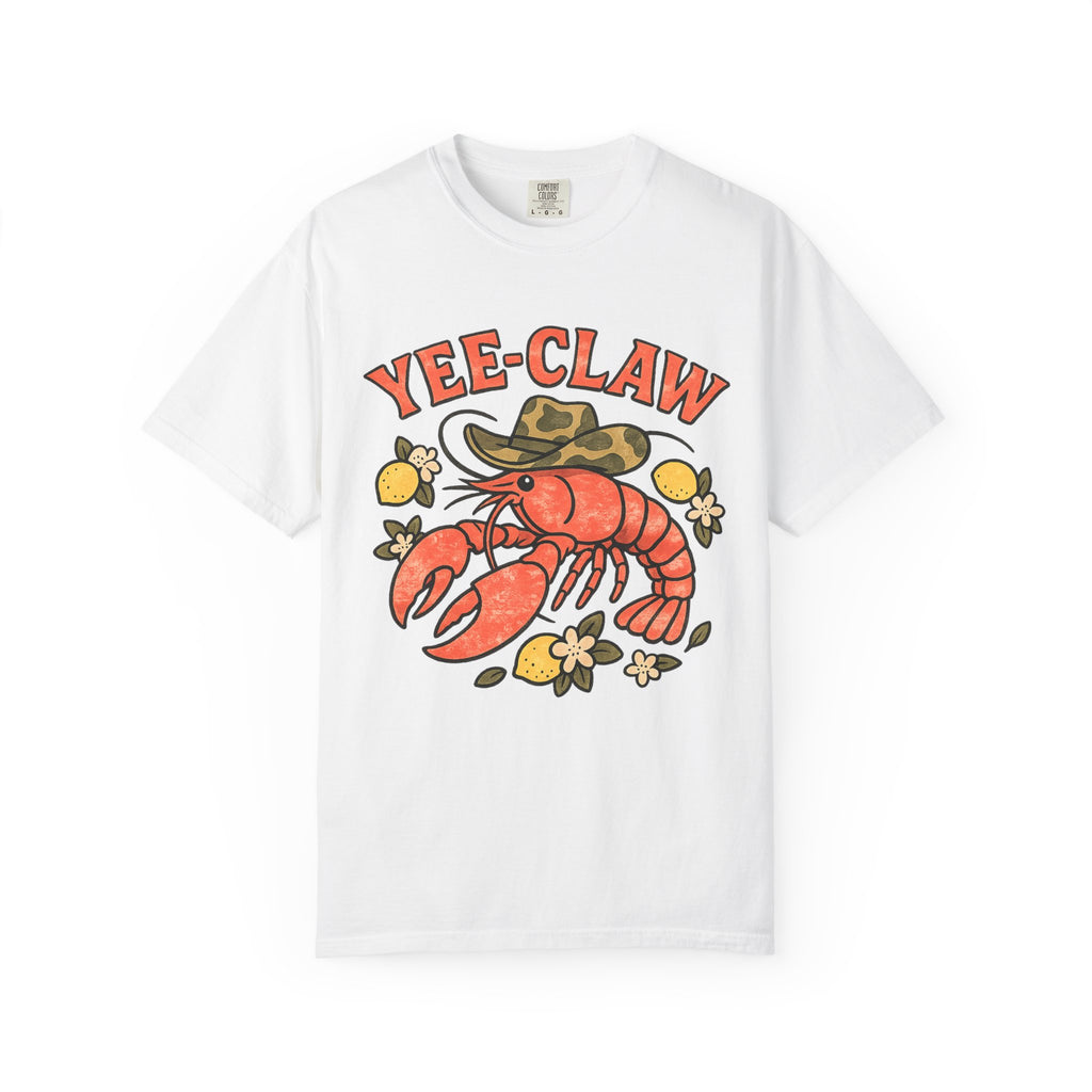Yee-Claw Crawfish Boil Outfit Tee | Funny Lobster Cowboy Graphic Shirt for Women