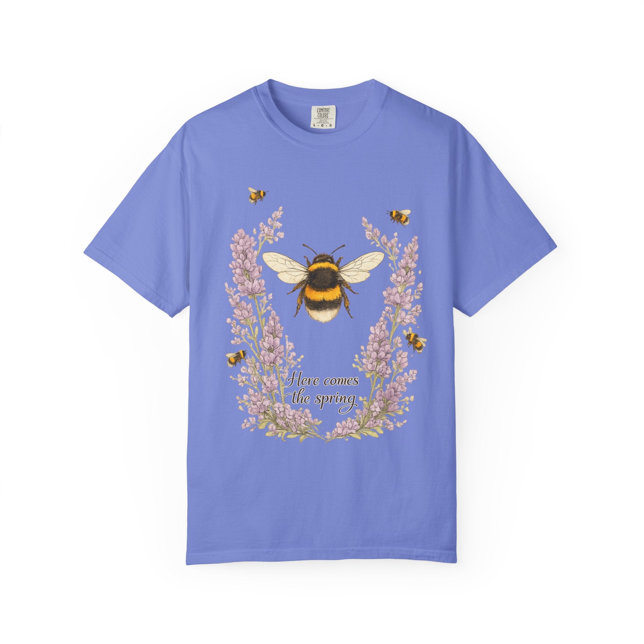 Spring Graphic T-Shirt - Bumblebee Lavender Floral Tee