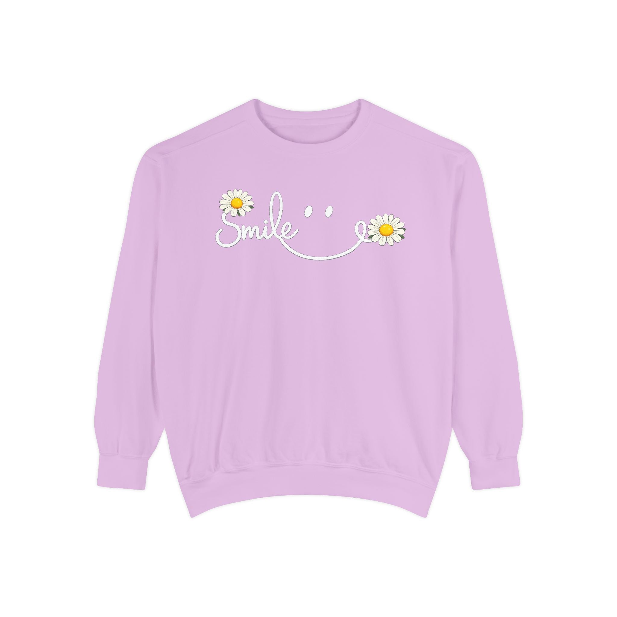 Smile Daisy Sweatshirt spring season — Cozy Yellow Floral Graphic Crewneck