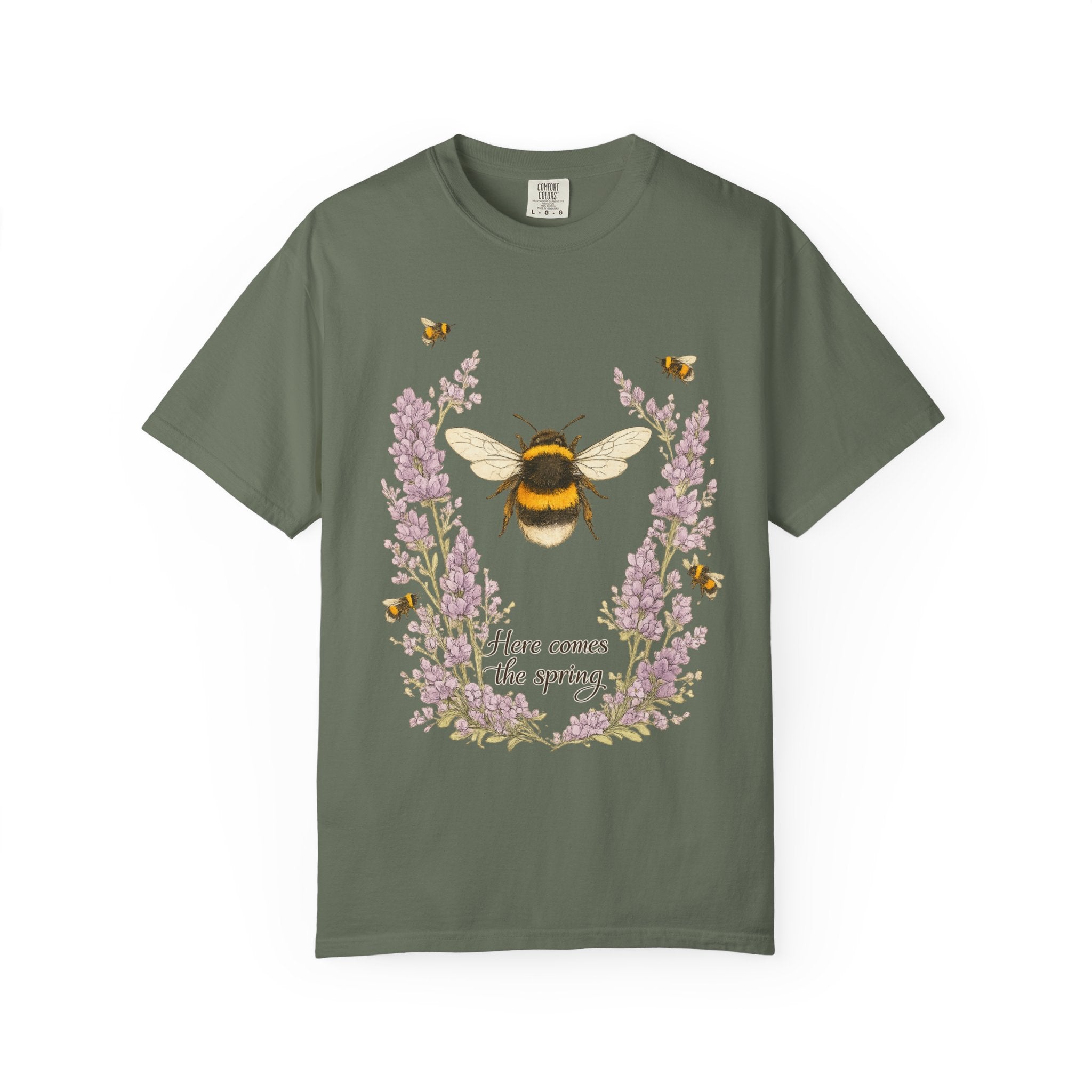 Spring Graphic T-Shirt - Bumblebee Lavender Floral Tee