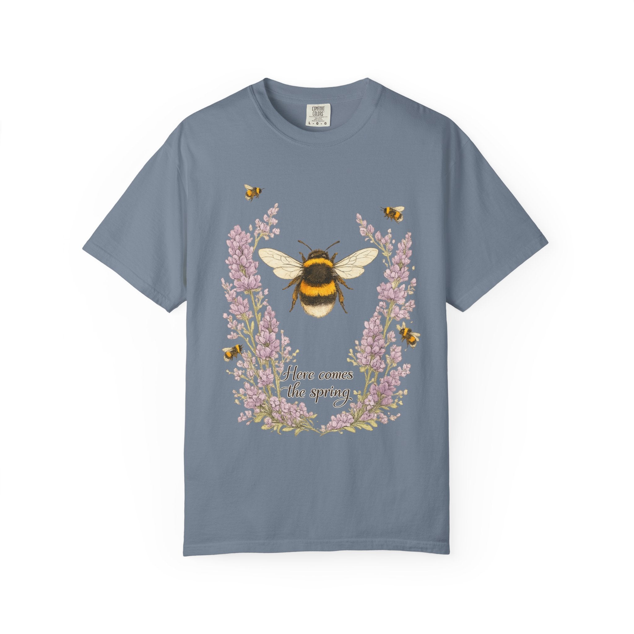 Spring Graphic T-Shirt - Bumblebee Lavender Floral Tee