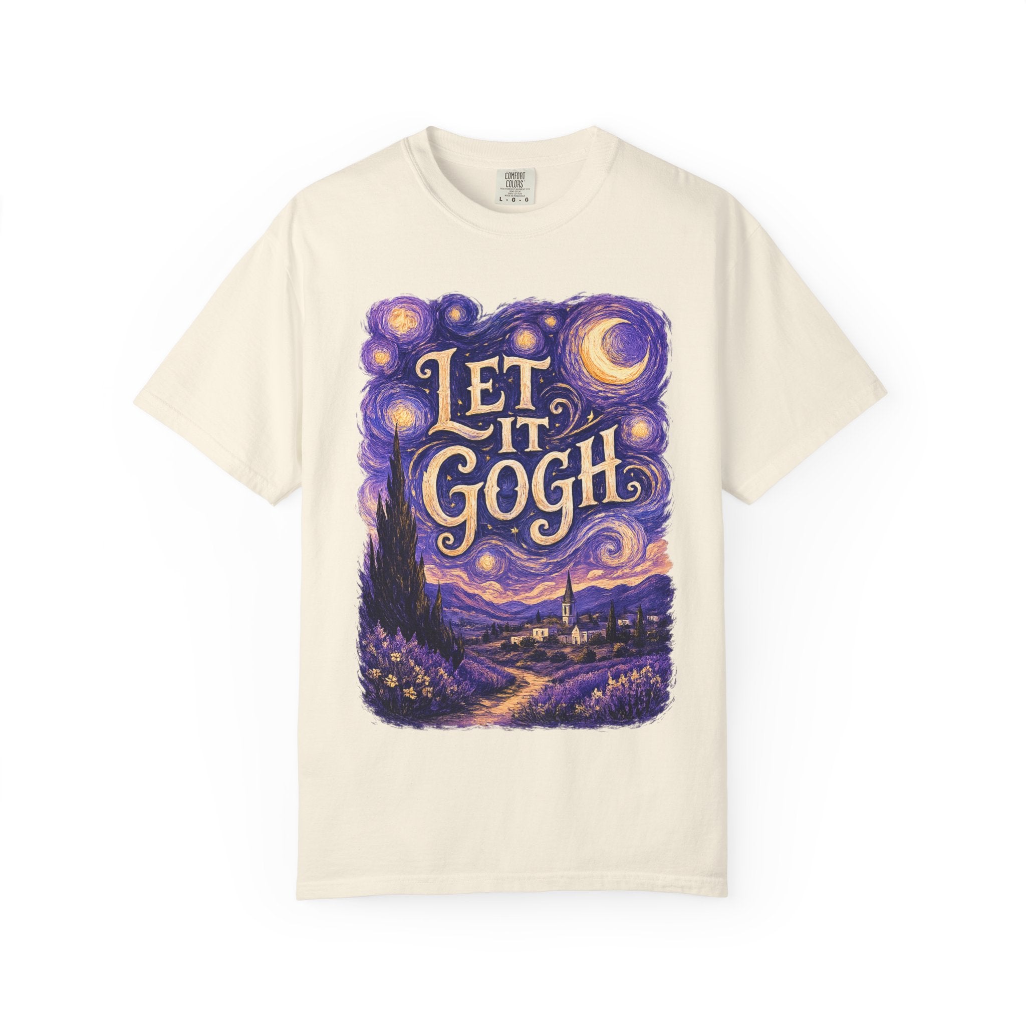 Let It Gogh T-Shirt Ivory - Van Gogh Starry Night Garment Dyed Art Tee
