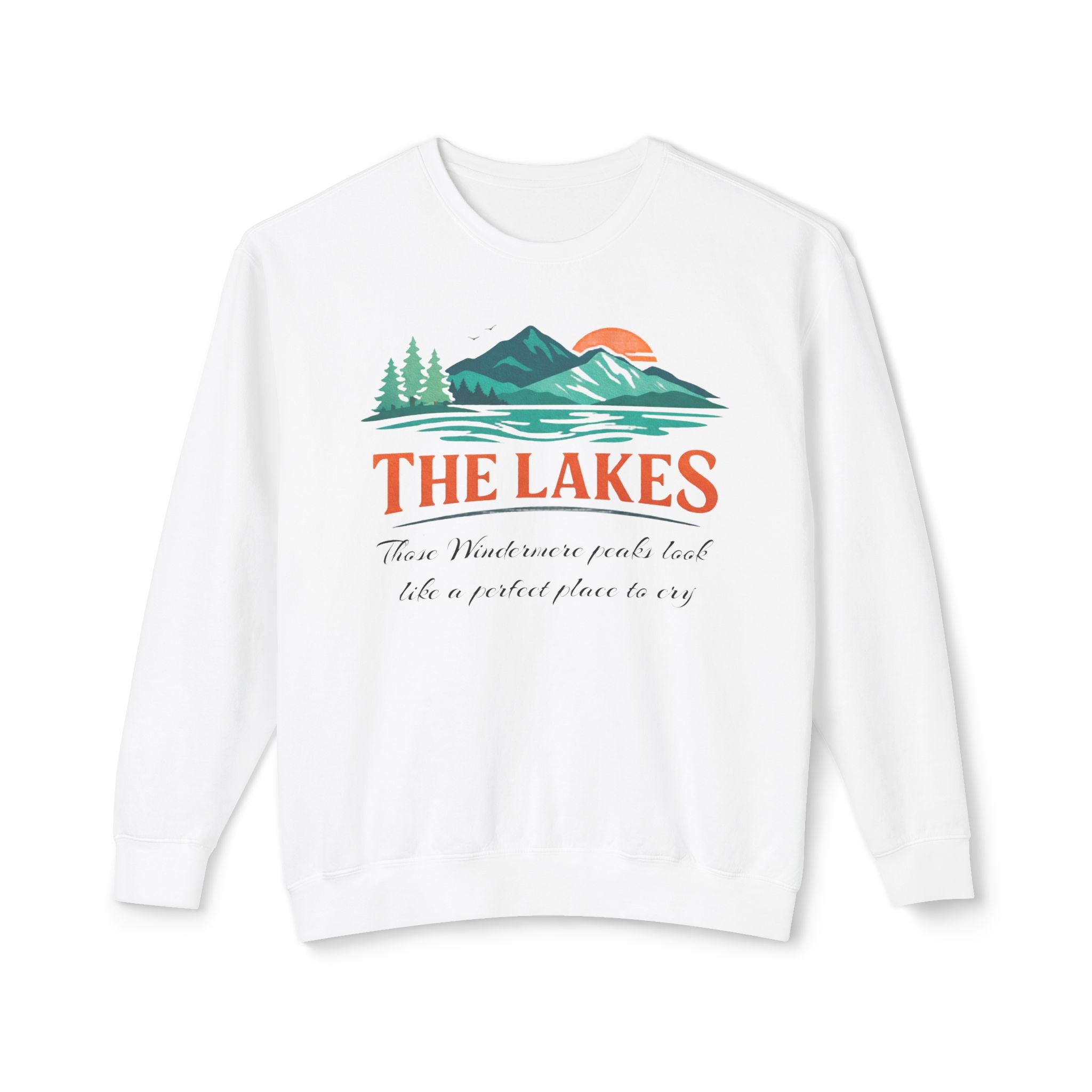 The Lakes Crewneck Sweatshirt — Vintage Mountain & Lake Graphic