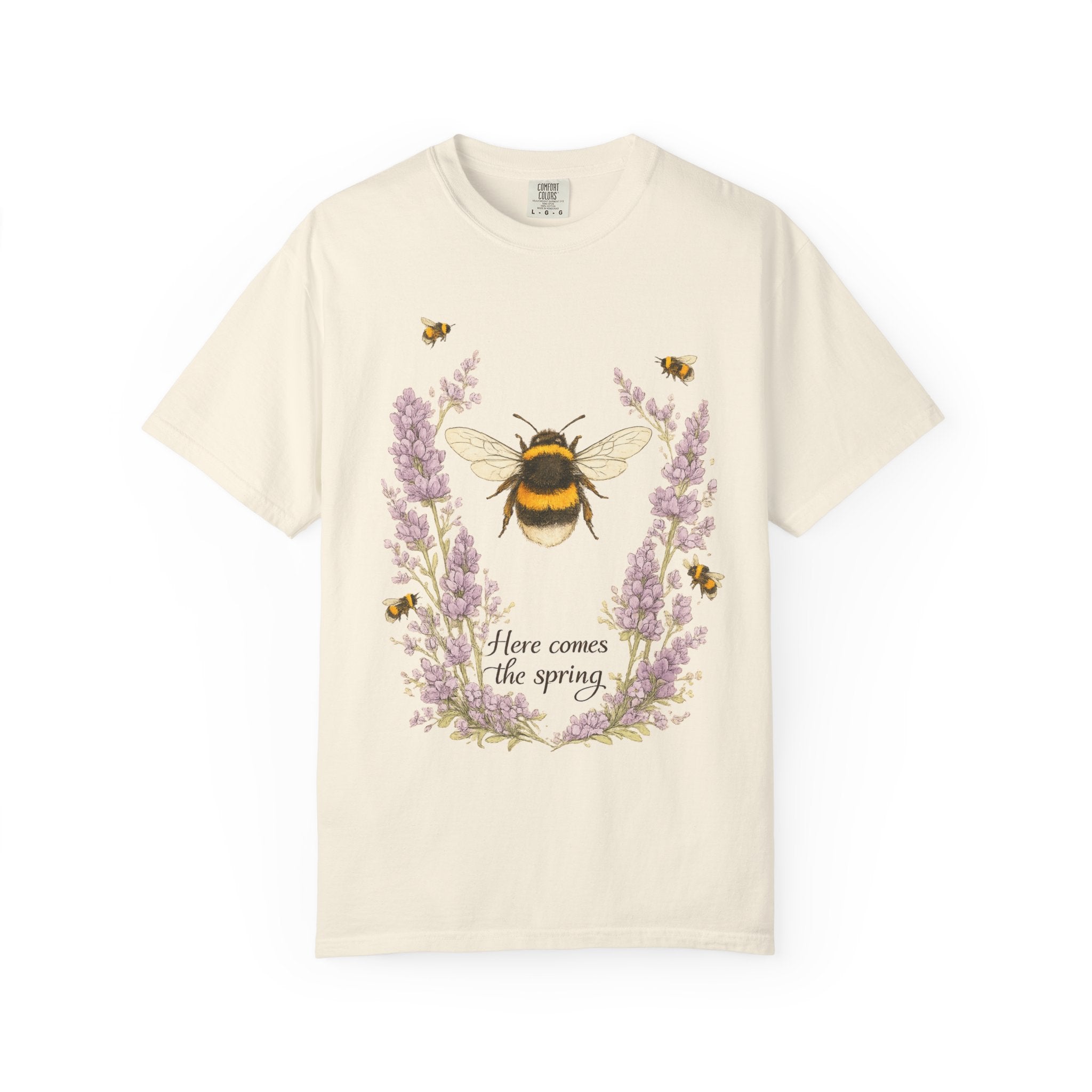 Spring Graphic T-Shirt - Bumblebee Lavender Floral Tee