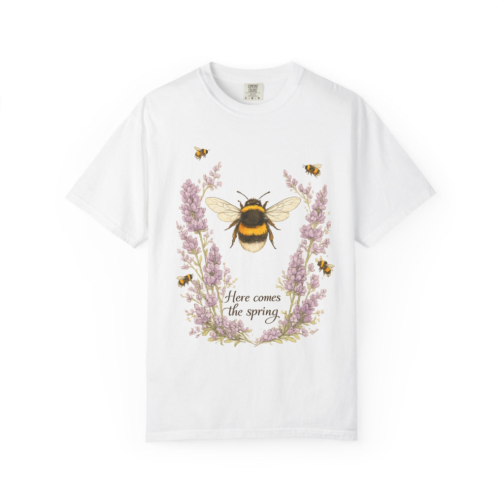 Spring Graphic T-Shirt - Bumblebee Lavender Floral Tee