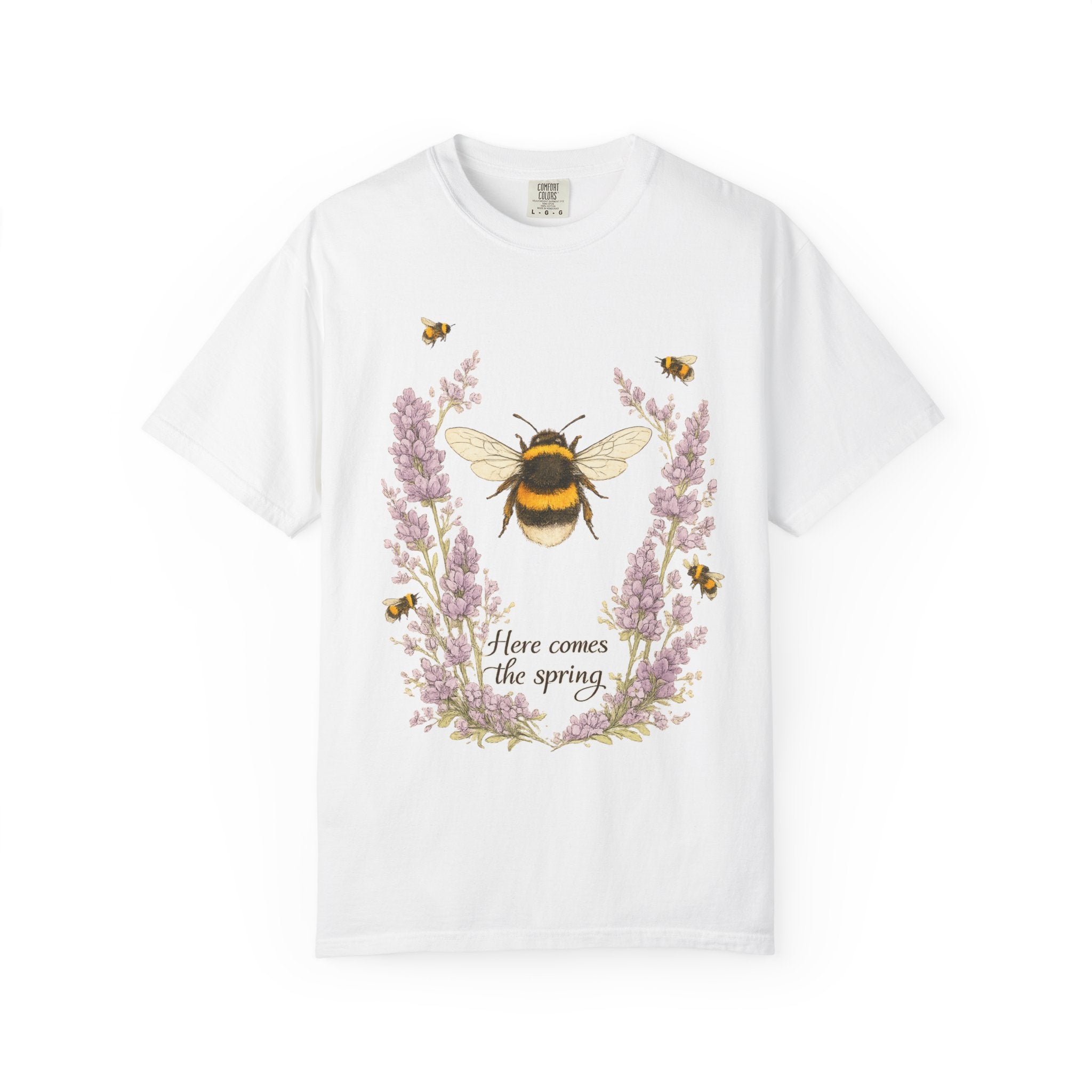 Spring Graphic T-Shirt - Bumblebee Lavender Floral Tee