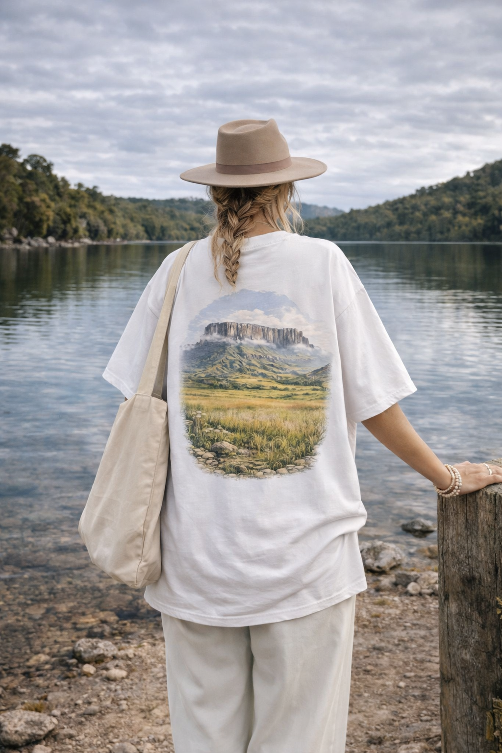 Mountain roraima  Landscape T-Shirt — Scenic Mesa Backprint Tee