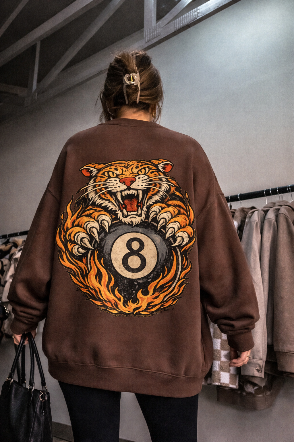Lucky Leopard Sweatshirt Traditional Tattoo 8 Ball Shirt Grunge Streetwear Lucky Me Yallternative Aesthetic Hoodie Vintage Western Crewneck