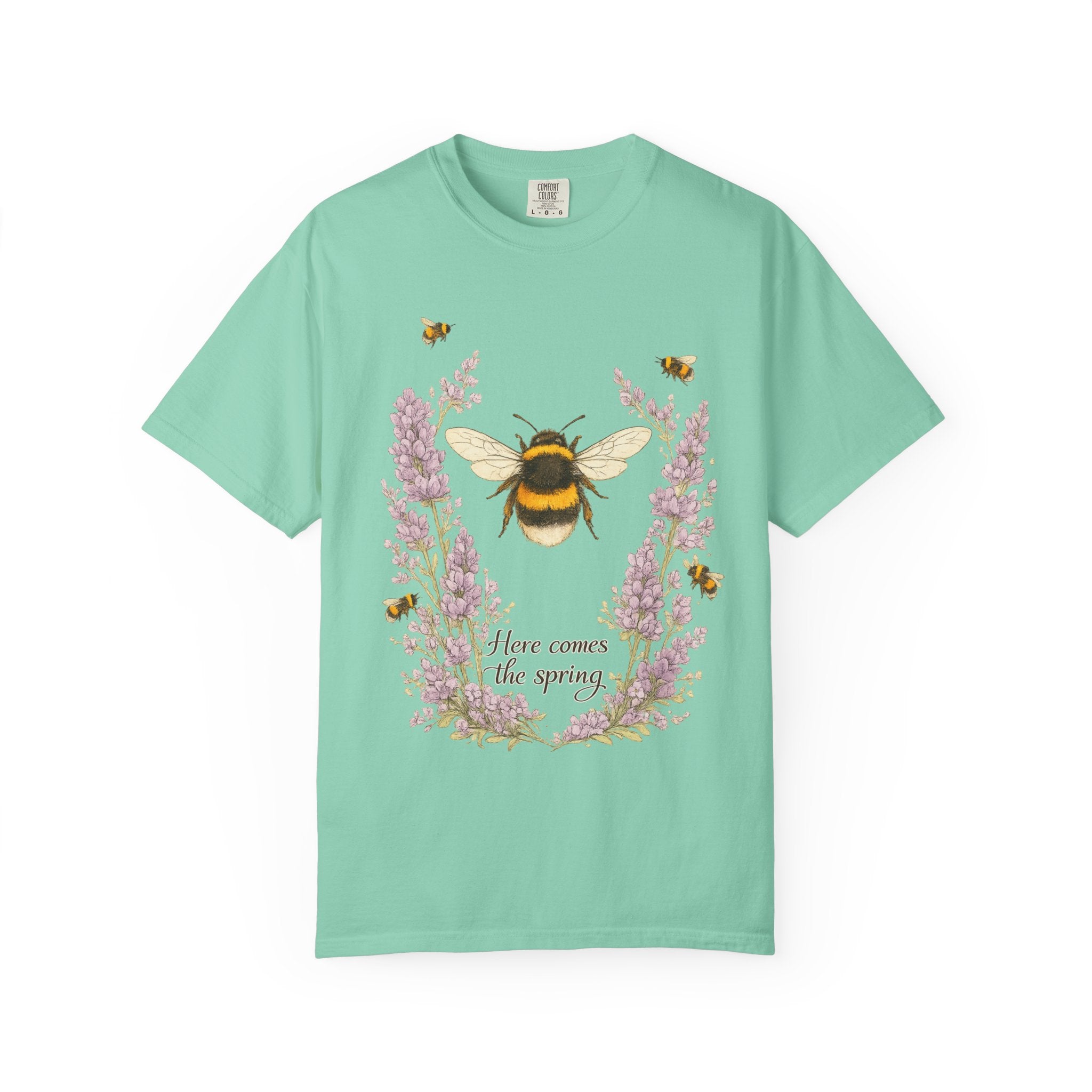 Spring Graphic T-Shirt - Bumblebee Lavender Floral Tee