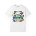 Life Happens Beach Helps Tee | Coastal Blue Crab Spring Graphic T-Shirt