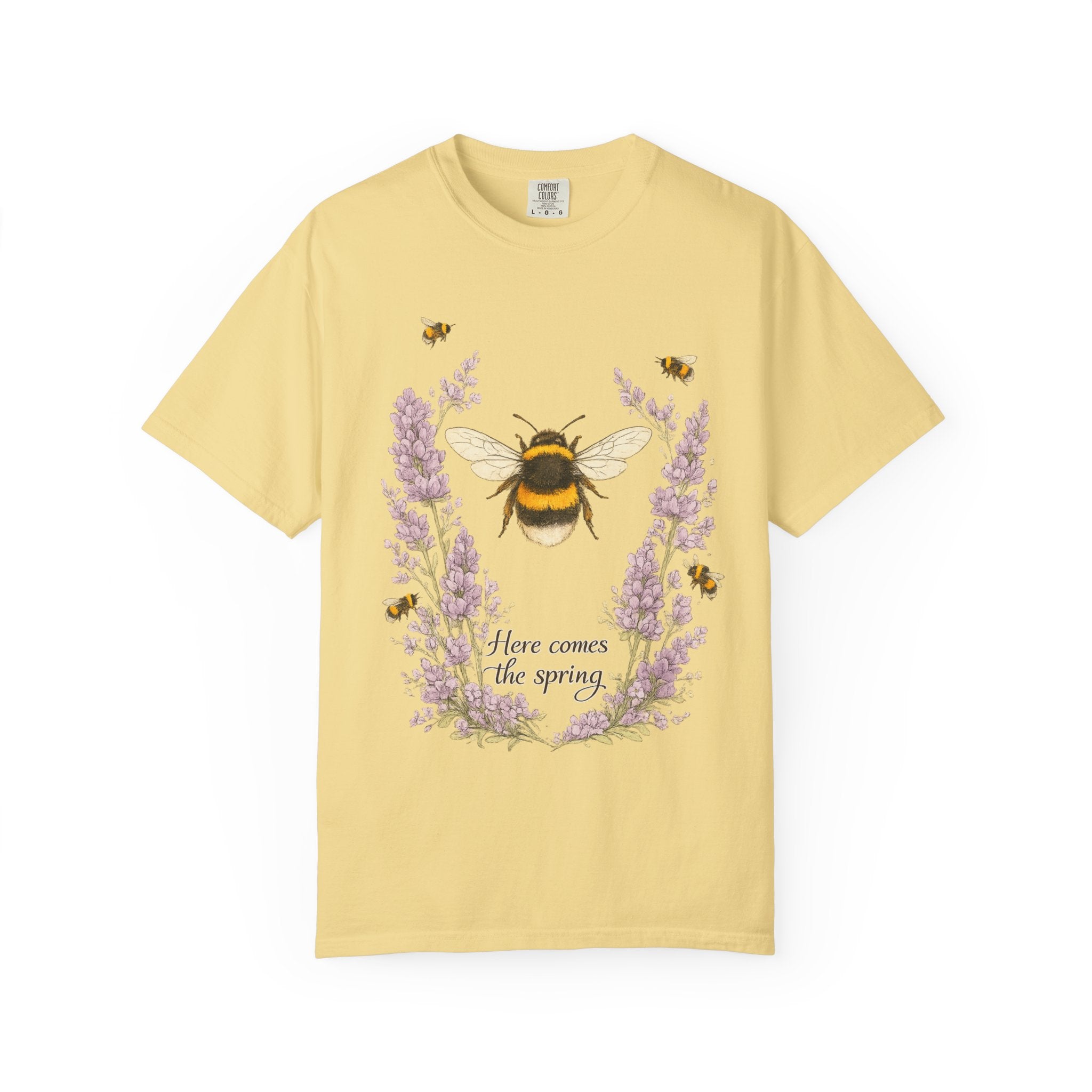 Spring Graphic T-Shirt - Bumblebee Lavender Floral Tee