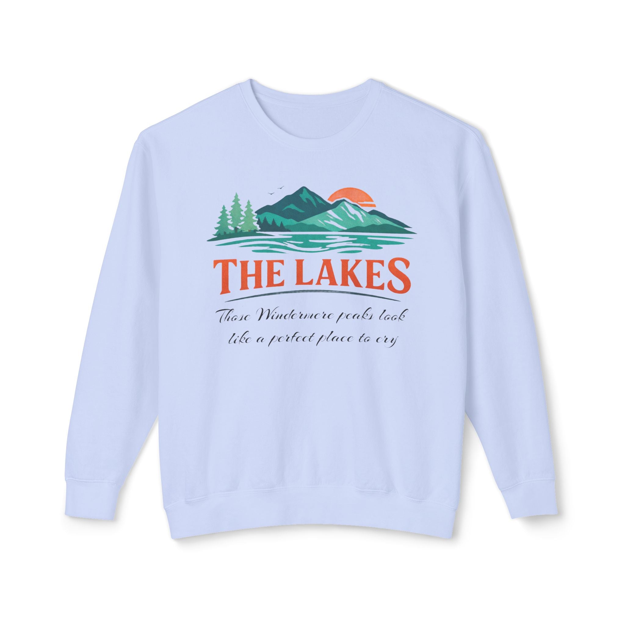The Lakes Crewneck Sweatshirt — Vintage Mountain & Lake Graphic
