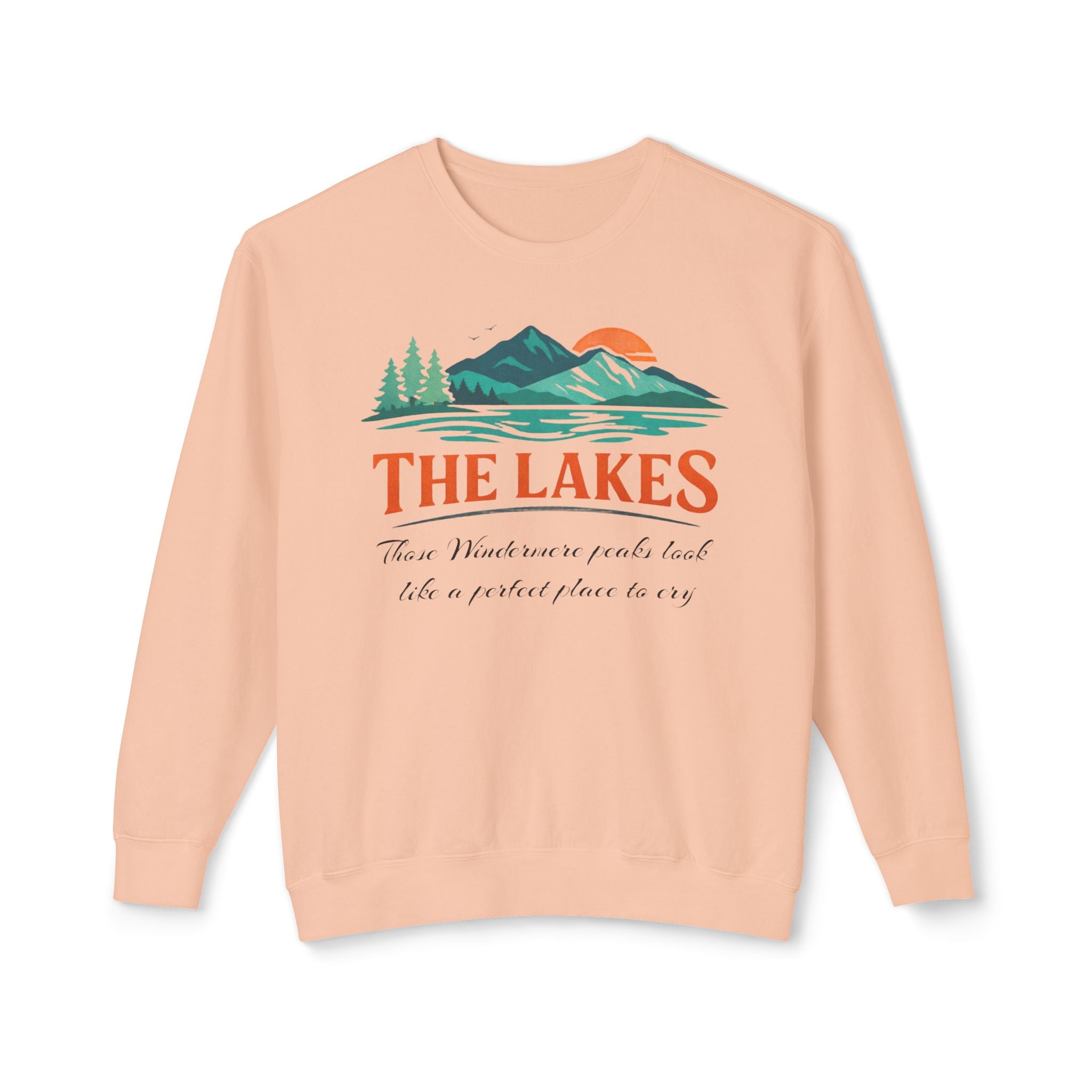 The Lakes Crewneck Sweatshirt — Vintage Mountain & Lake Graphic