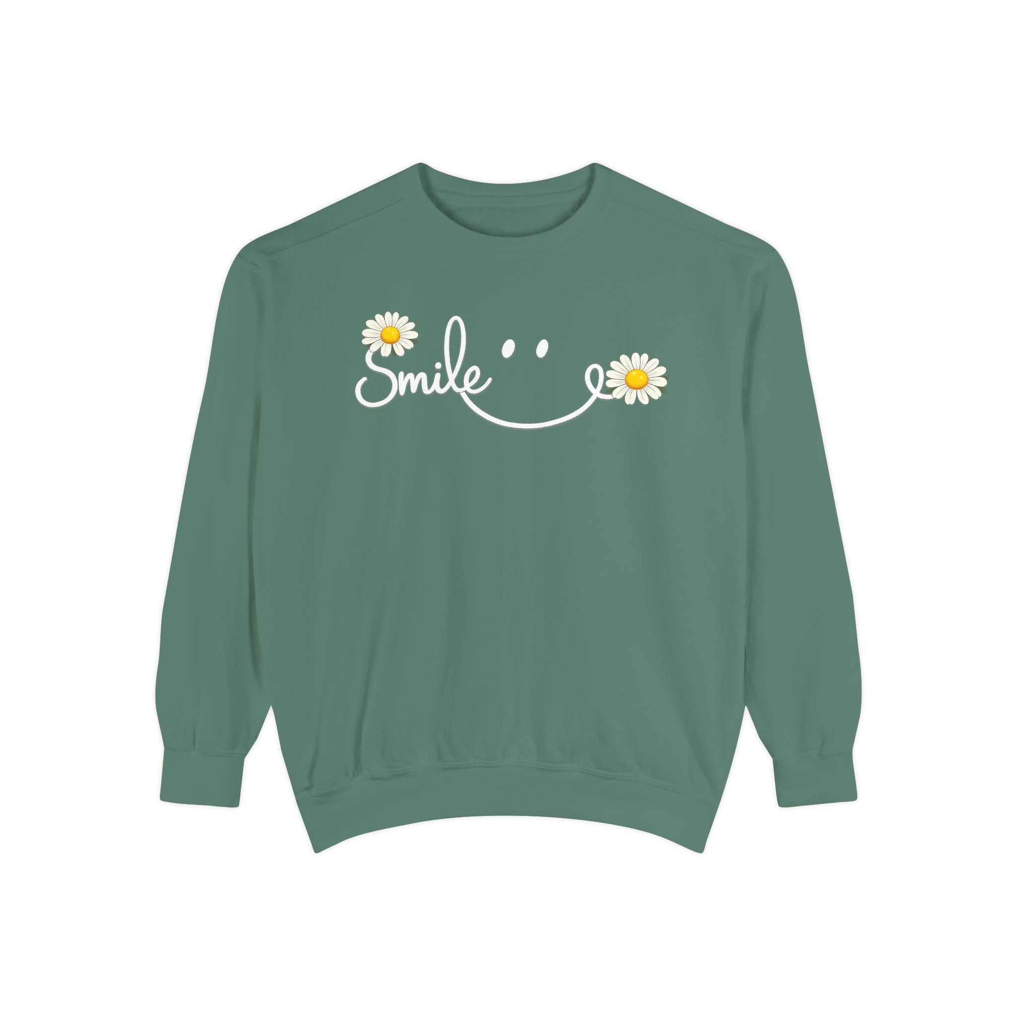 Smile Daisy Sweatshirt spring season — Cozy Yellow Floral Graphic Crewneck