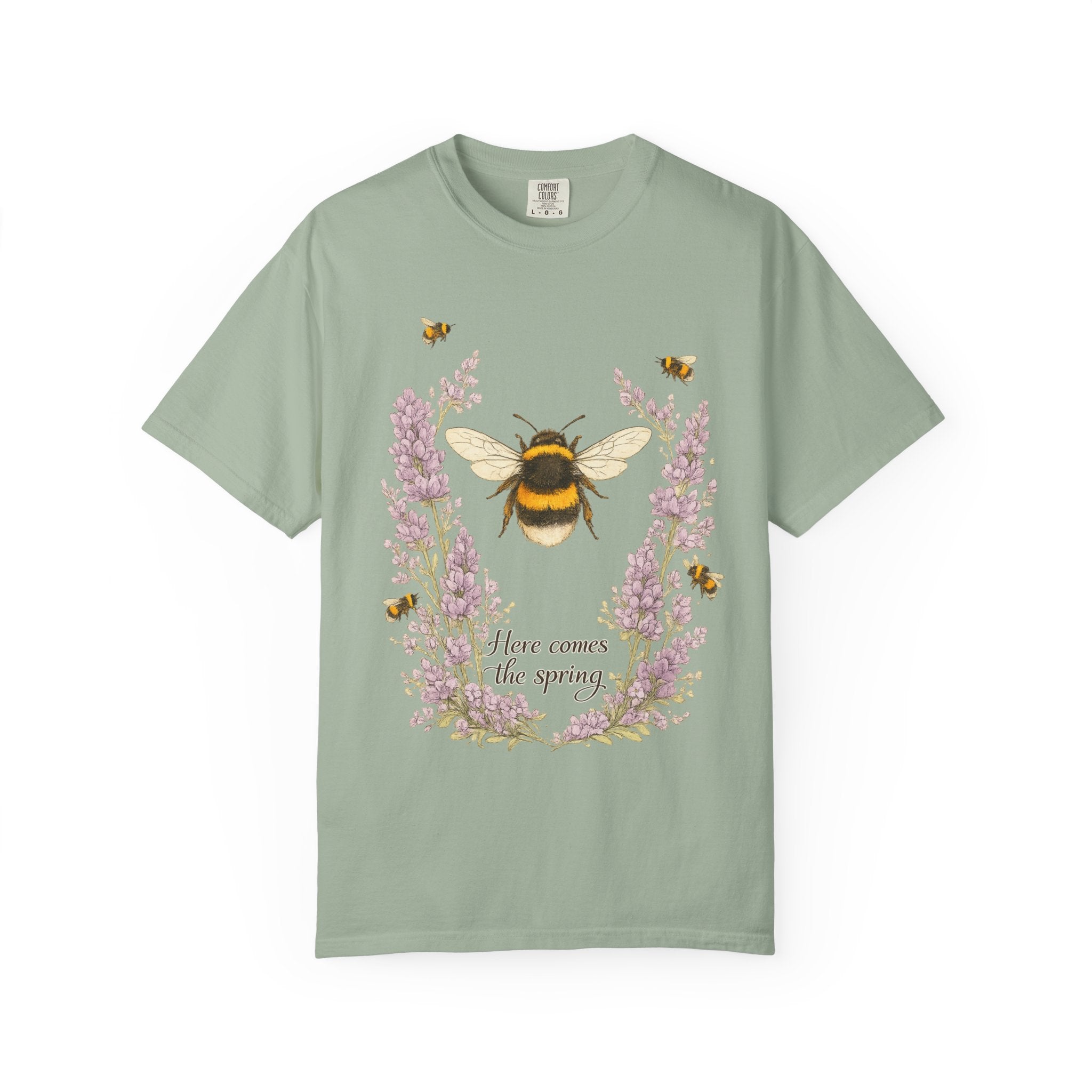 Spring Graphic T-Shirt - Bumblebee Lavender Floral Tee