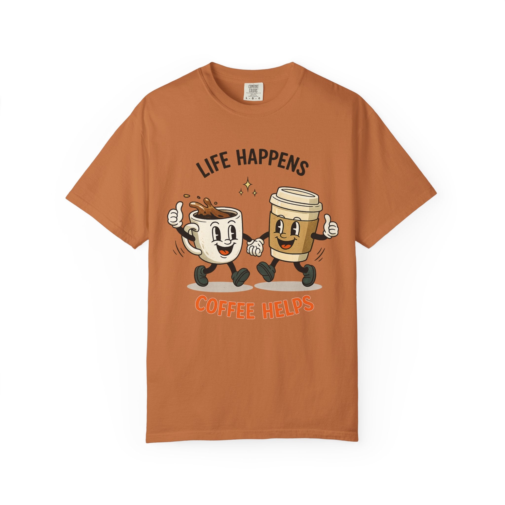 Coffee graphic tee available in multiple colors garment-dyed cotton