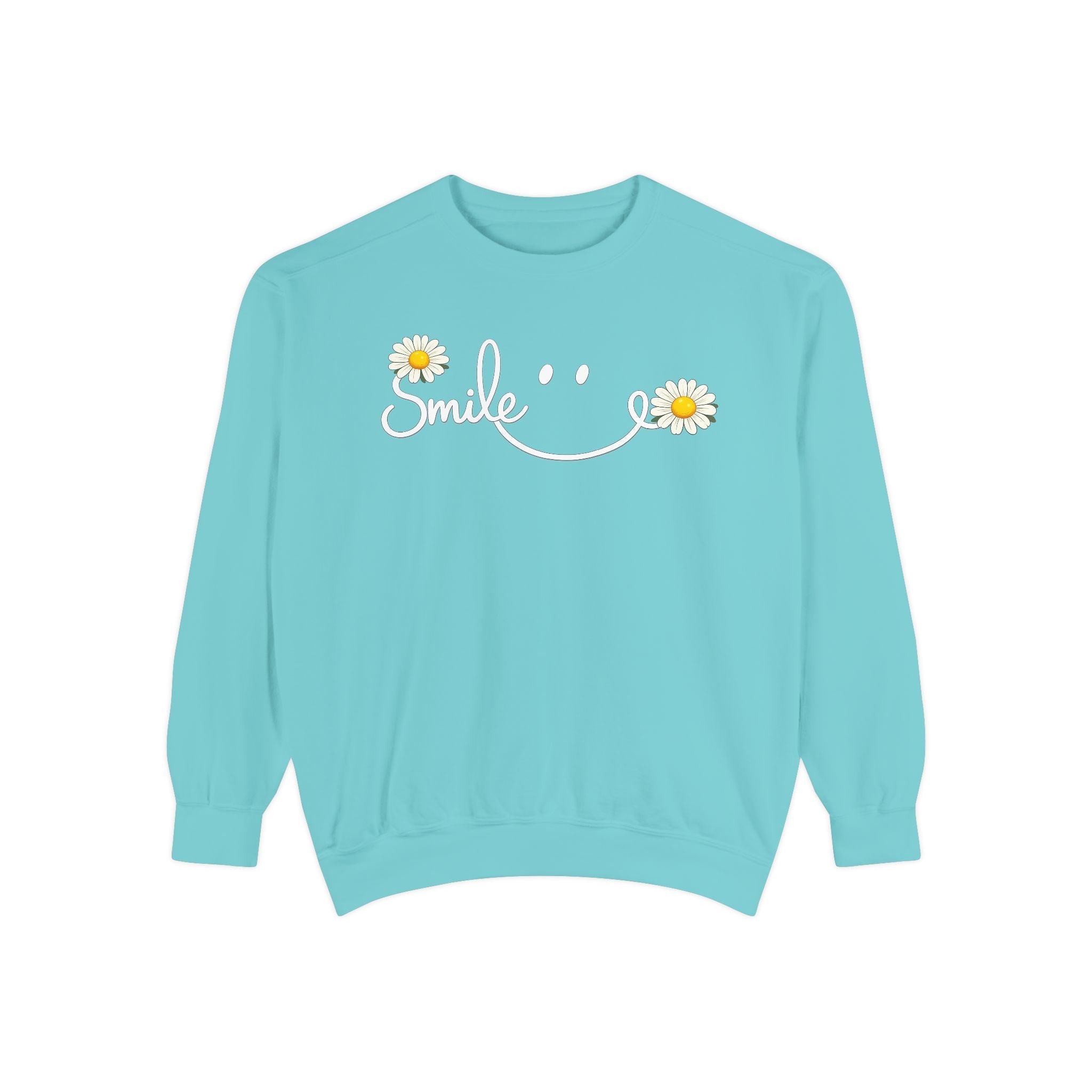 Smile Daisy Sweatshirt spring season — Cozy Yellow Floral Graphic Crewneck