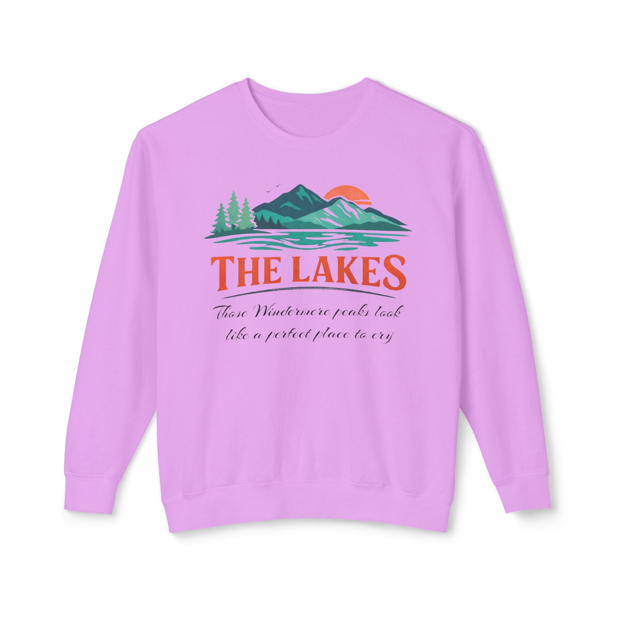 The Lakes Crewneck Sweatshirt — Vintage Mountain & Lake Graphic