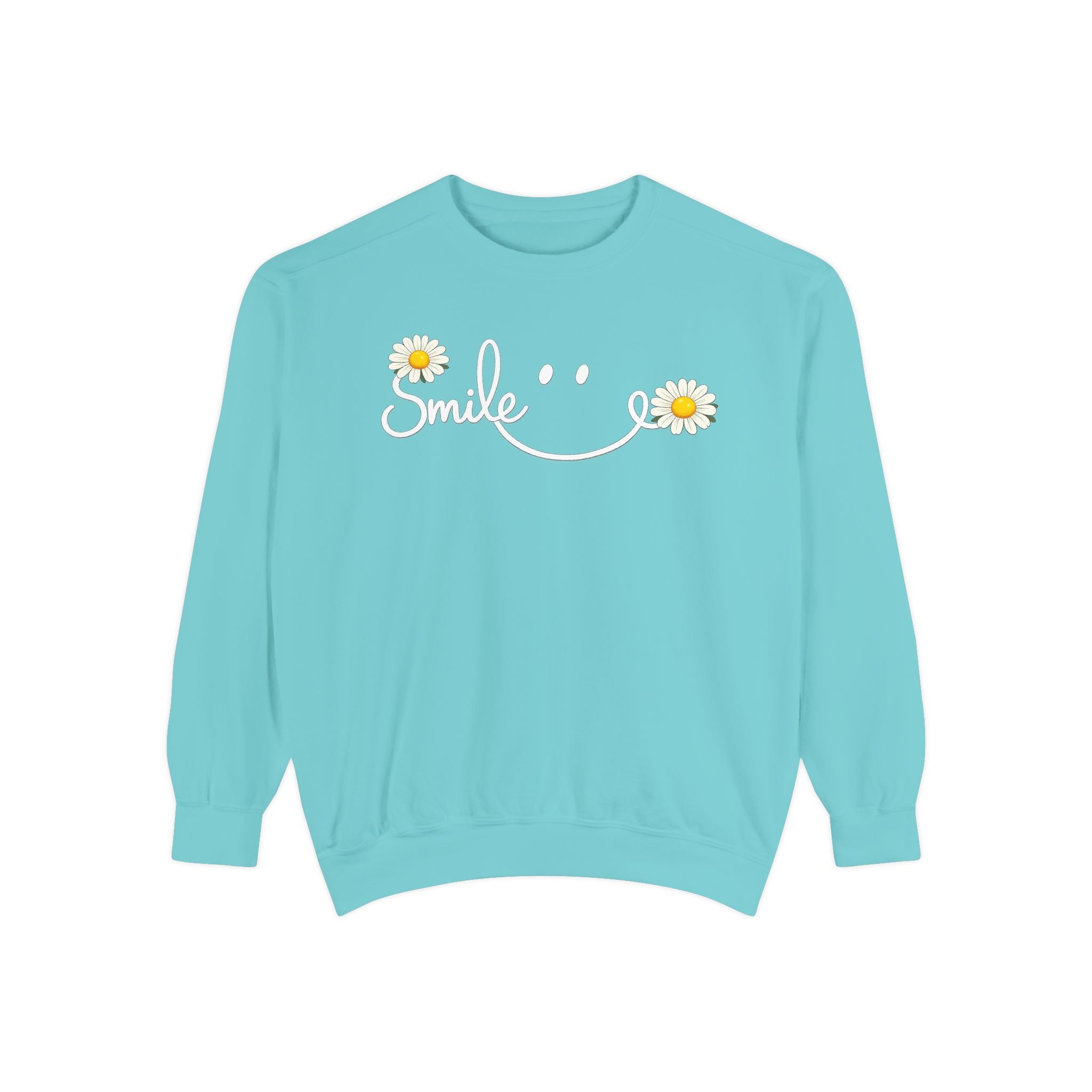 Smile Daisy Sweatshirt spring season — Cozy Yellow Floral Graphic Crewneck