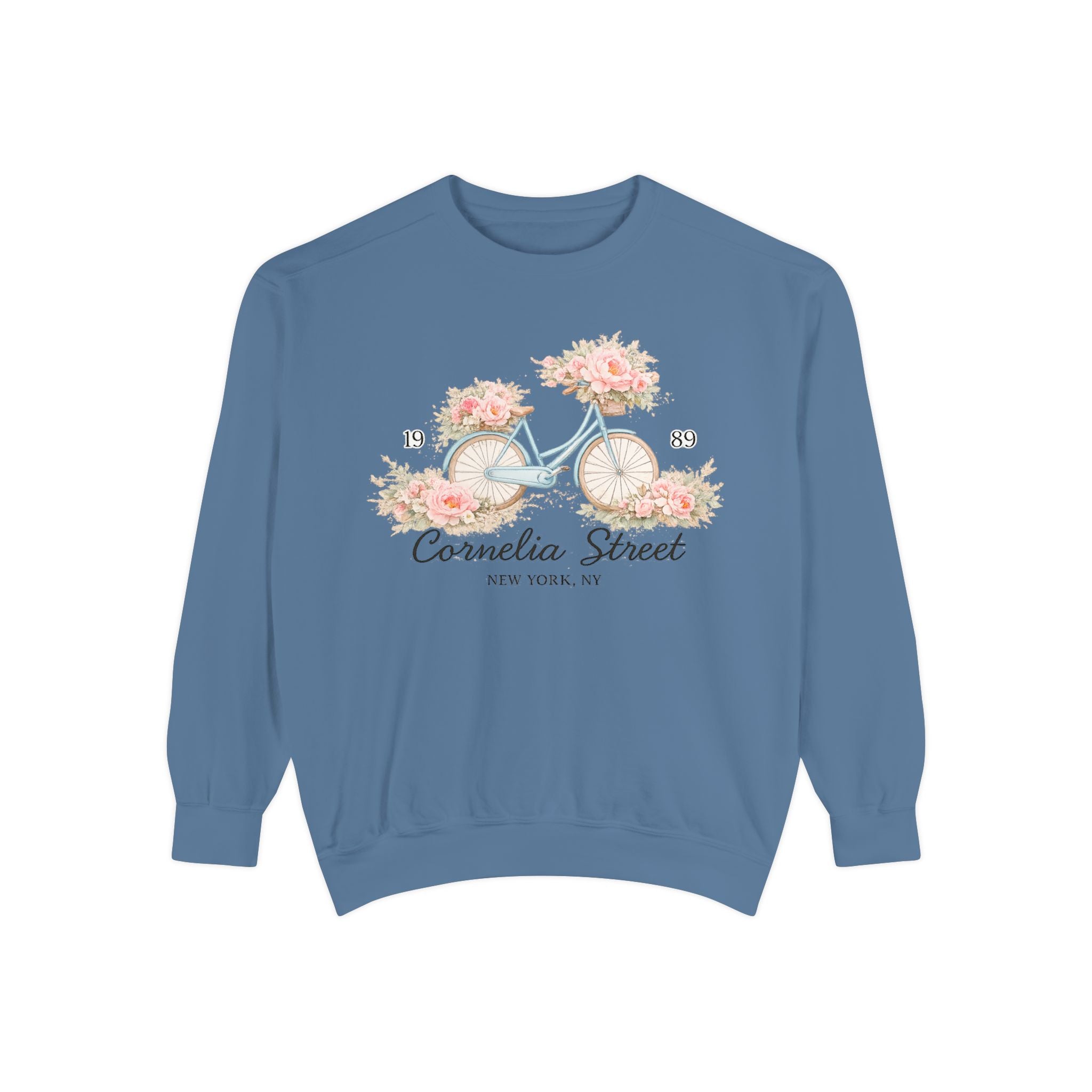 Cornelia Street Vintage Floral Bicycle Sweatshirt – eras Comfort Colors 1566 Butter Crewneck