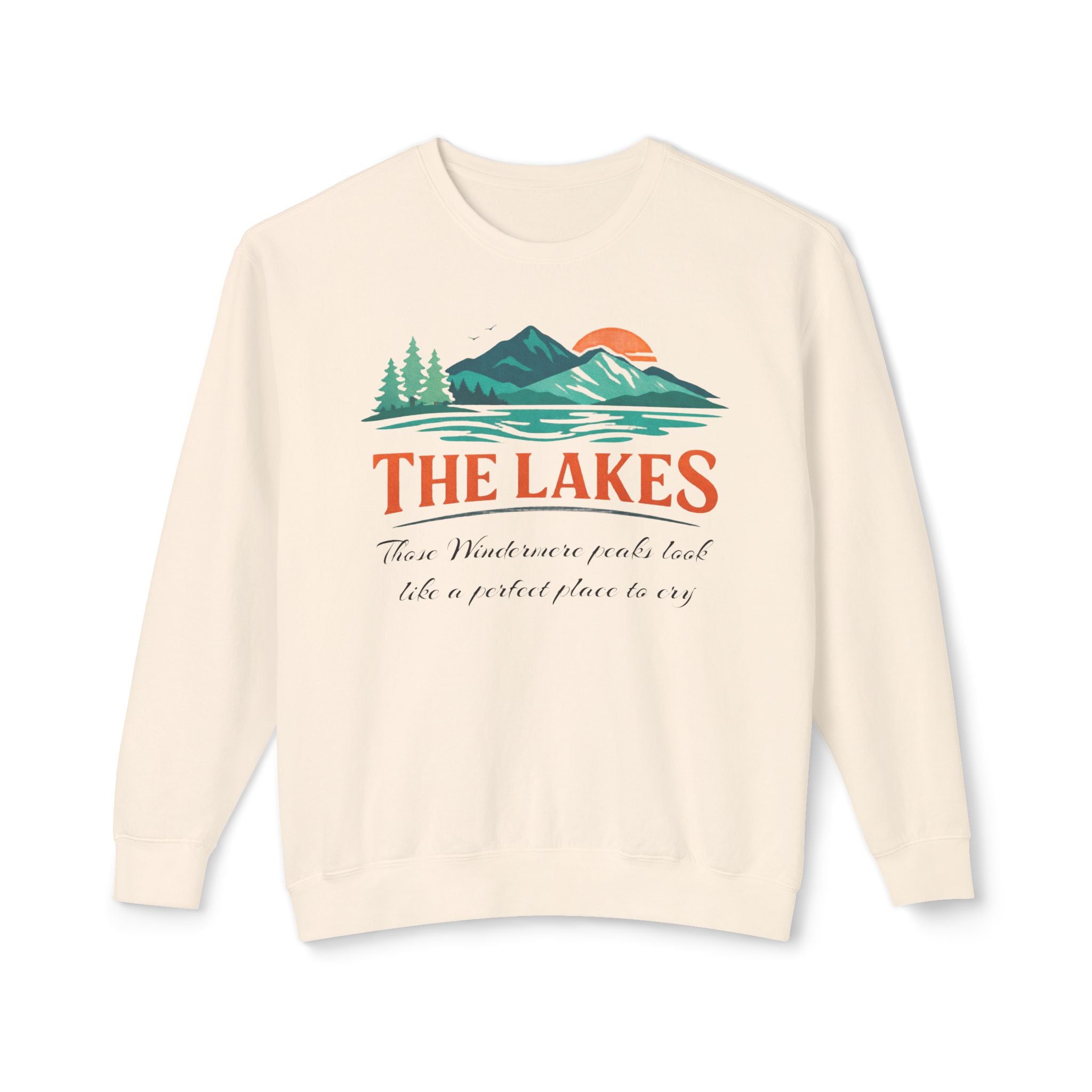 The Lakes Crewneck Sweatshirt — Vintage Mountain & Lake Graphic