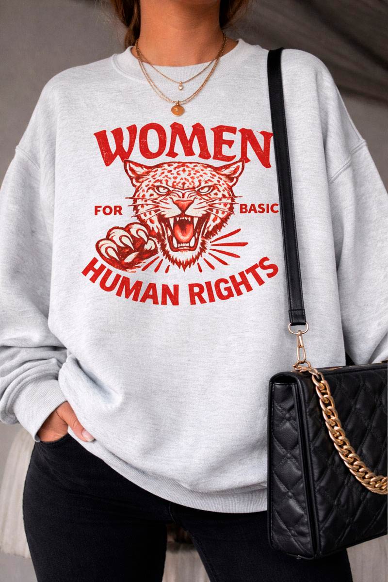 Vintage women rights graphic sweatshirt featuring a bold feminist illustration on a Gildan sweater