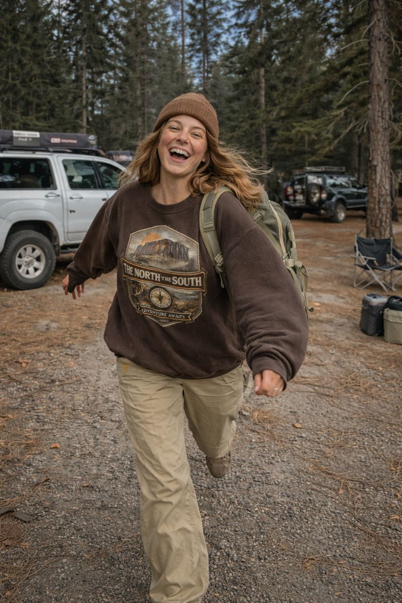 Granola fits outfit sweatshirt with The North of the South logo crewneck vintage aesthetic