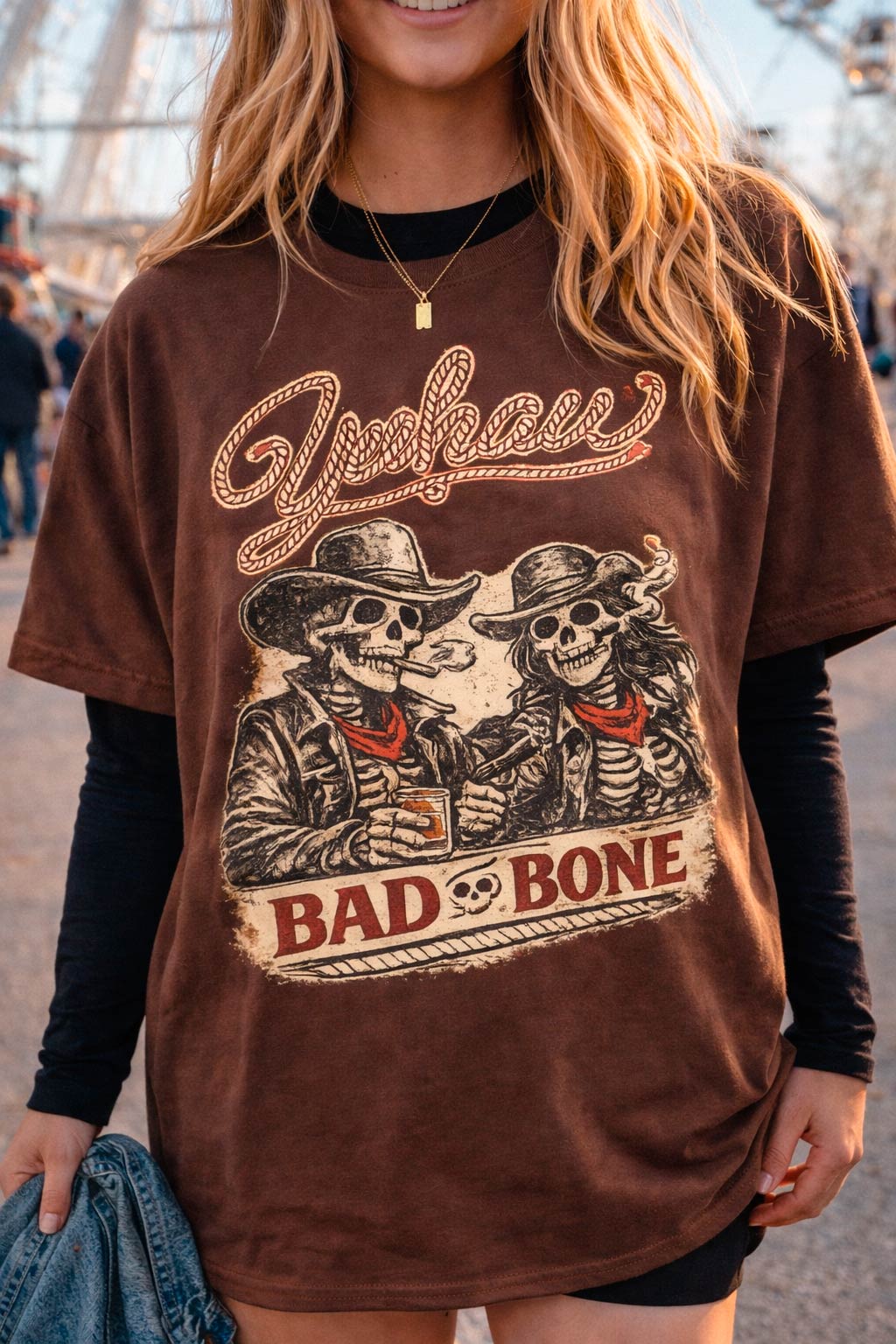 Oversized cowgirl t shirt for women with relaxed vintage fit